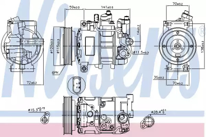 89111 NISSENS Компрессор AI A 6/S 6(04-)2.4 i V6(+)[OE 4F0260805K]