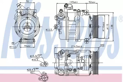 89214 NISSENS Компрессор BMW 5 E60-E61(03-)523 i(+)[OE 64526956715]