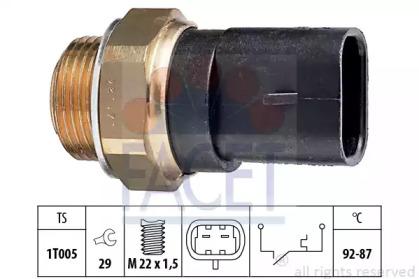 75031 FACET Датчик включения вентилятора Fiat Panda/Tempra/Tipo/Uno 0.8-2.8 79-