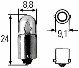 8GP002068241 HELLA HELLA H, 2 W, 24 V, BA 9 s Автолампа