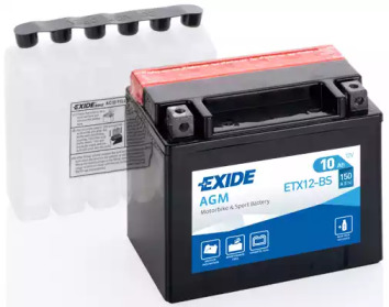 ETX12BS EXIDE Аккумулятор   10Ah-12v Exide AGM (ETX12-BS) (150х87х130) L, EN150