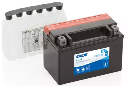 ETX9BS EXIDE Аккумулятор    8Ah-12v Exide AGM (ETX9-BS) YTX9-BS ст.код (150х87х105) L, EN120