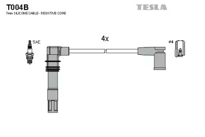 T004B TESLA Комплект кабелiв запалювання