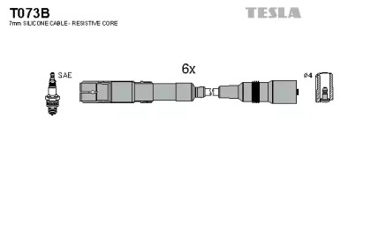 T073B TESLA Комплект кабелiв запалювання