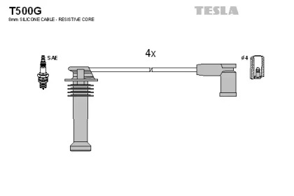 T500G TESLA Комплект кабелiв запалювання