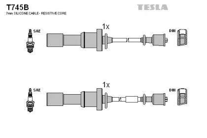 T745B TESLA Комплект кабелiв запалювання