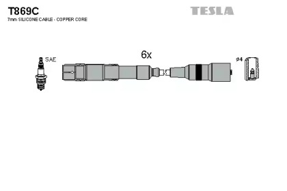 T869C TESLA Комплект кабелiв запалювання