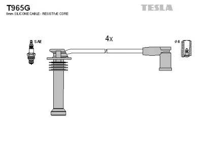 T965G TESLA Комплект кабелiв запалювання