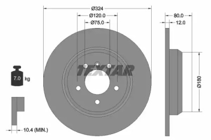 92107403 TEXTAR TEXTAR Диск тормозной задн. BMW X5 (E53) (324*12)