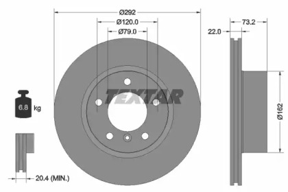 92132805 TEXTAR TEXTAR Диск тормозной передний BMW E81/E87/E88/E90 05-