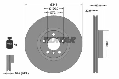 92160905 TEXTAR TEXTAR Диск тормозной пер. BMW X5 E70 (348*62)