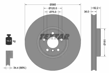 92161005 TEXTAR Диск тормозной