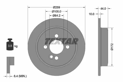 92175003 TEXTAR Диск гальмівний MINI Mini(R50,R57) 