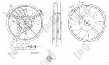 0030140011 LORO Вентилятор радіатора A6 -05/Passat -00 (280mm/300W/+AC)