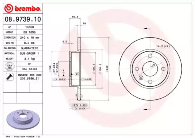 08973910 BREMBO Гальмівний диск