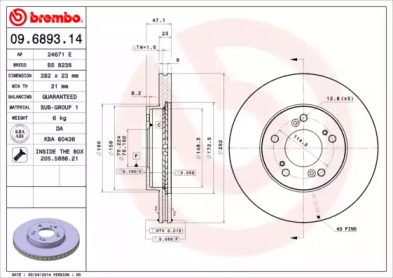 09689314 BREMBO Тормозной диск Brembo