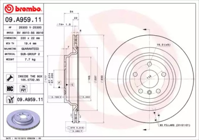 09A95911 BREMBO Диск гальмівний