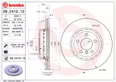 09C41013 BREMBO Тормозной диск