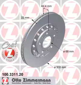 100331120 ZIMMERMANN диск гальмівний Coat Z