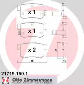 217191501 ZIMMERMANN колодки гальмівні дискові задні, к-кт