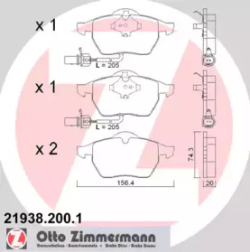 219382001 ZIMMERMANN Колодки гальмівні дискові