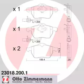 230182001 ZIMMERMANN колодки гальмівні дискові, к-кт