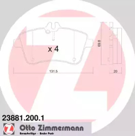 238812001 ZIMMERMANN Колодки гальмівні дискові