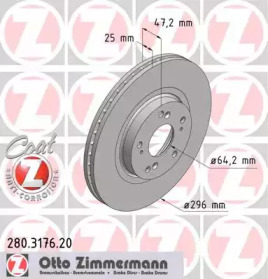280317620 ZIMMERMANN диск гальмівний Coat Z