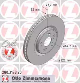 280317820 ZIMMERMANN диск гальмівний Coat Z
