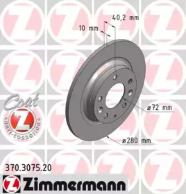 370307520 ZIMMERMANN Диск гальмівний задн. Mazda 6 1.8I 16V 07-