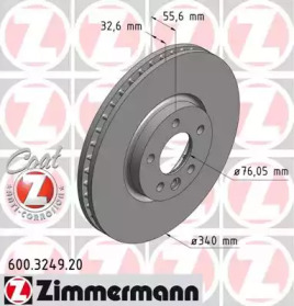600324920 ZIMMERMANN диск гальмівний Coat Z
